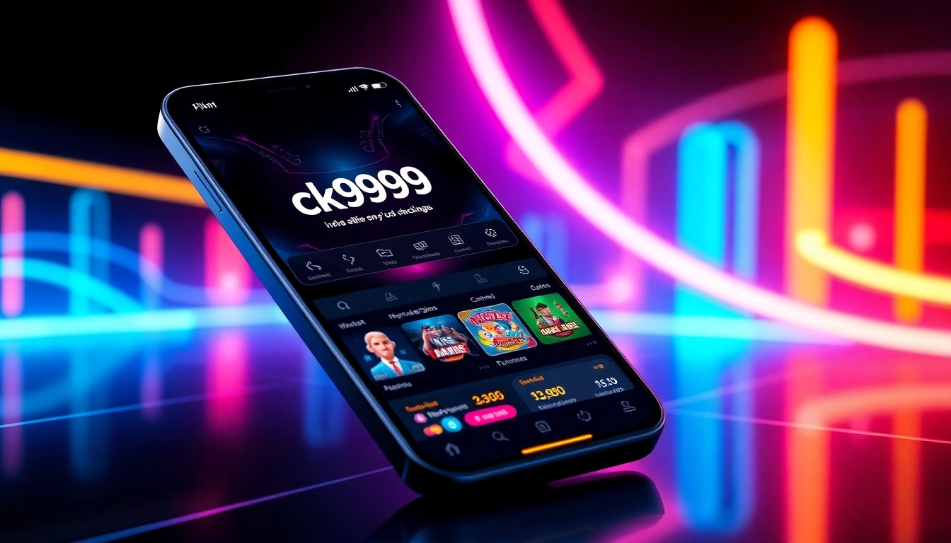 Screen displaying the ck999 app interface with betting and gaming options, highlighting accessibility on mobile devices for seamless entertainment.