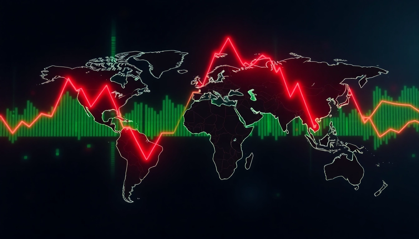 Investment News updates showing financial charts with market fluctuations and global economic